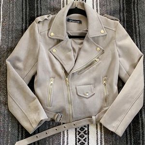 Gray Suede Moto Jacket